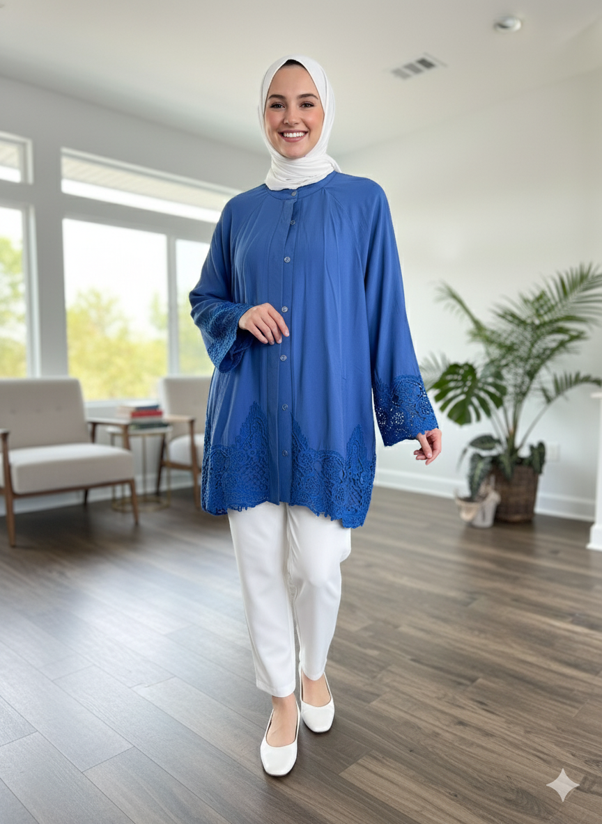 The Sapphire Lace Trim Tunic