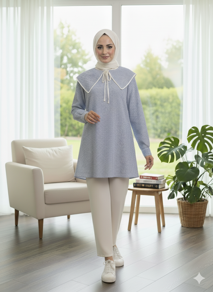 The Statement Collar Striped Tunic