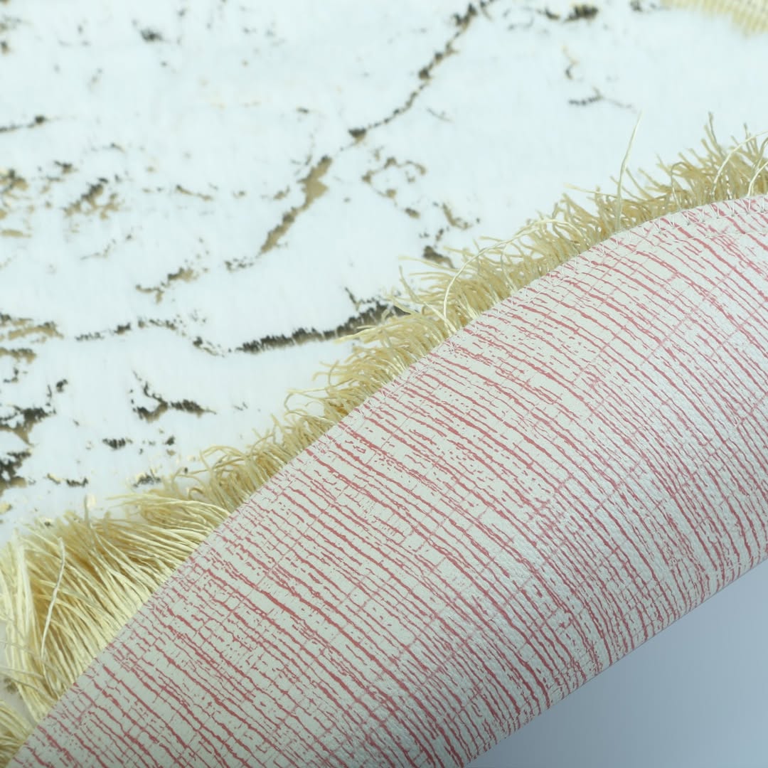 Luxury Marble Print 2-Piece Fringed Bath Rug Set