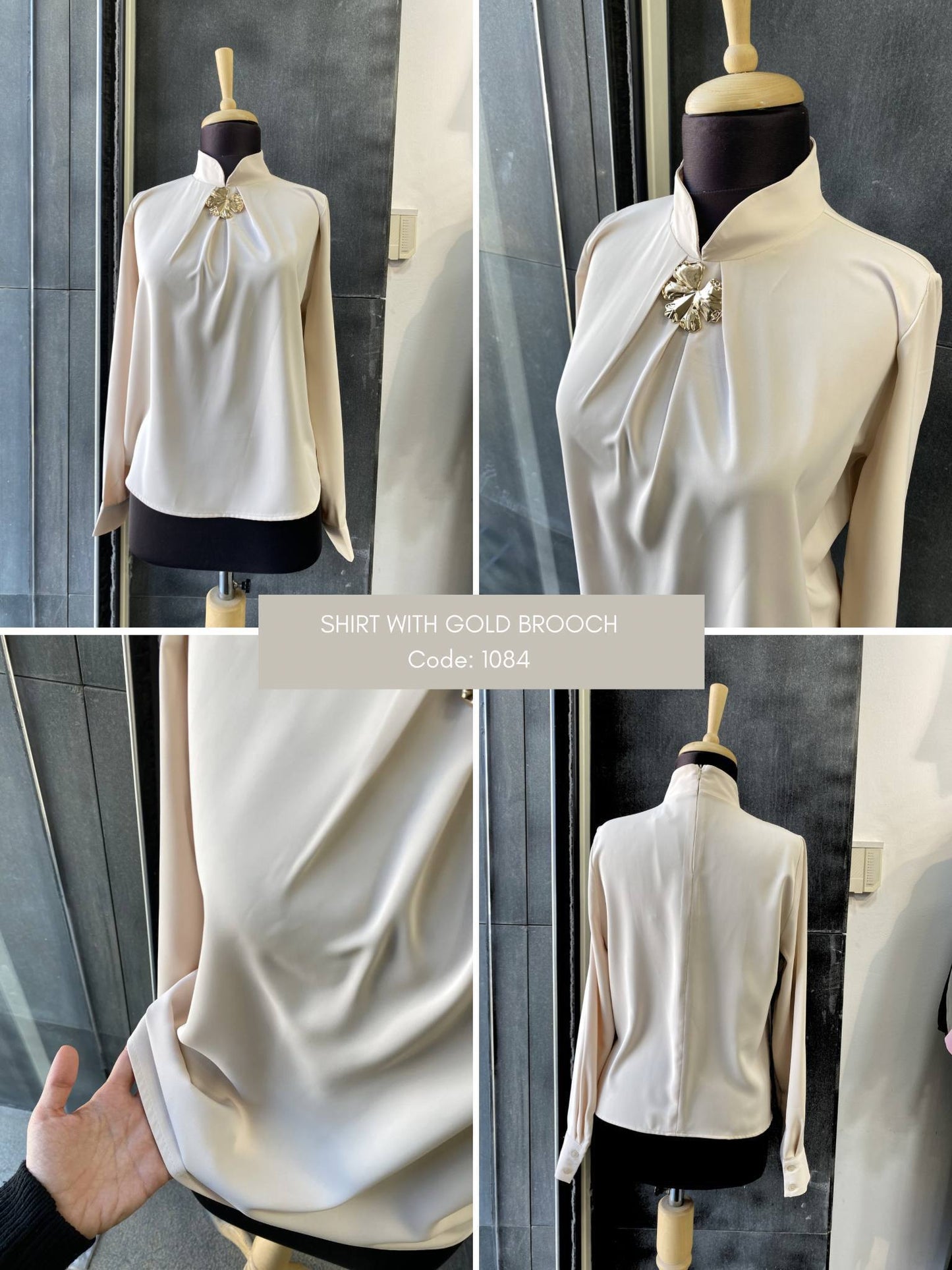 Royal Cream Brooch Blouse