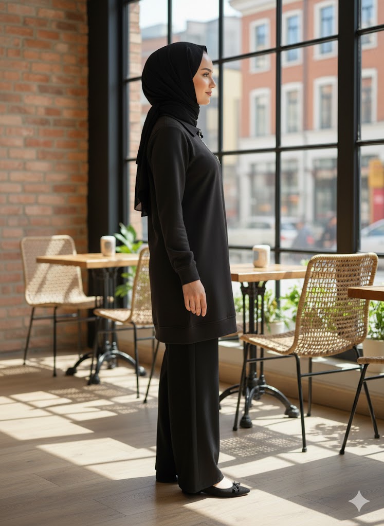 Monochrome Zip-Up Tunic Set