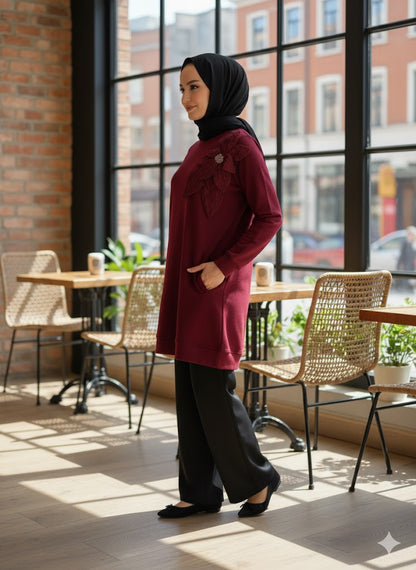 Burgundy Bloom Tunic