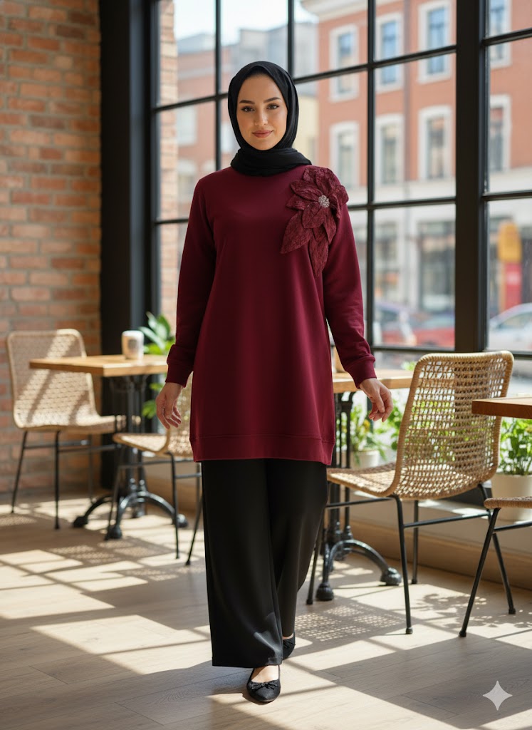 Burgundy Bloom Tunic