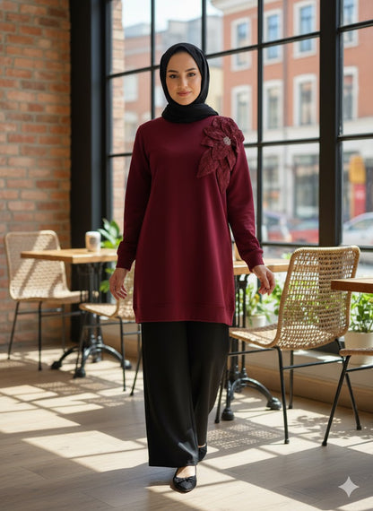 Burgundy Bloom Tunic