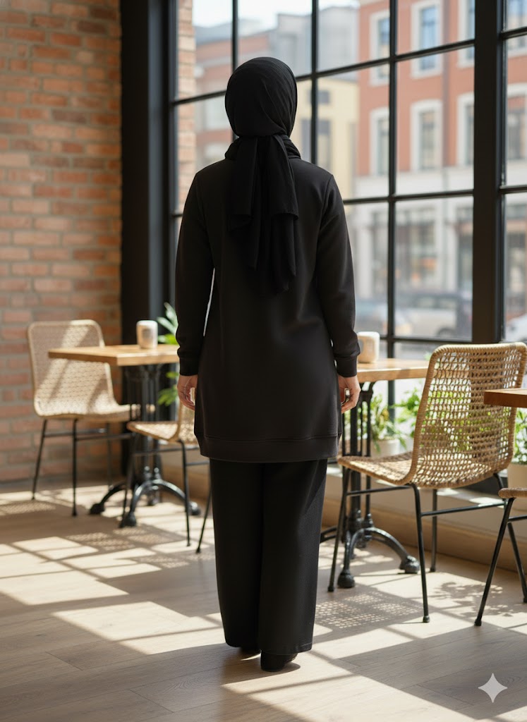 Monochrome Zip-Up Tunic Set