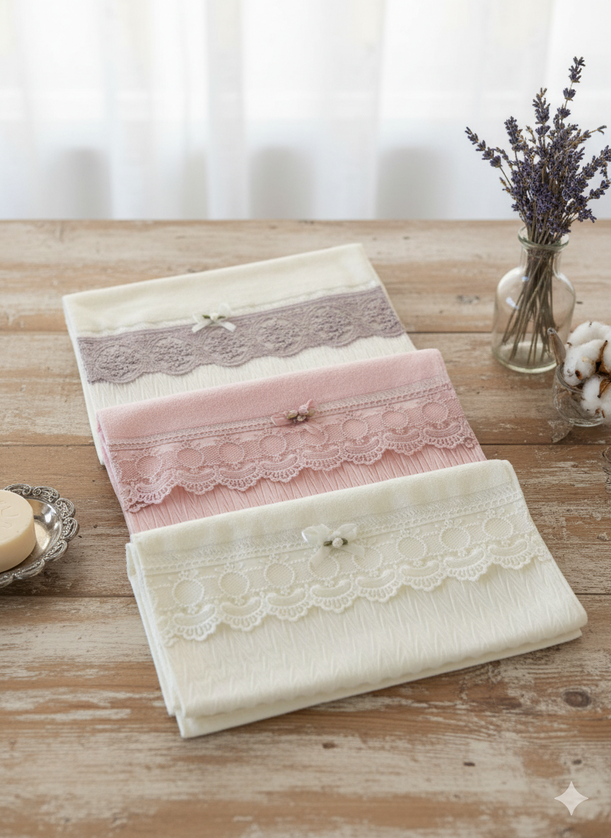 Elegant Bowknot Lace Bathroom Towels