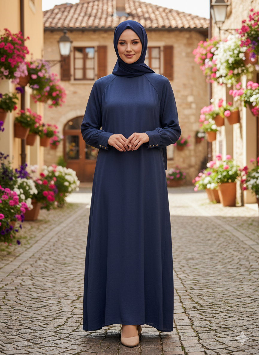 The Midnight Blue Cupro Abaya