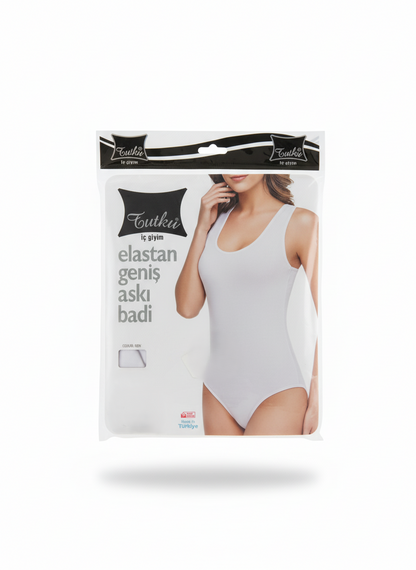 Cotton Stretch Wide Strap Bodysuit