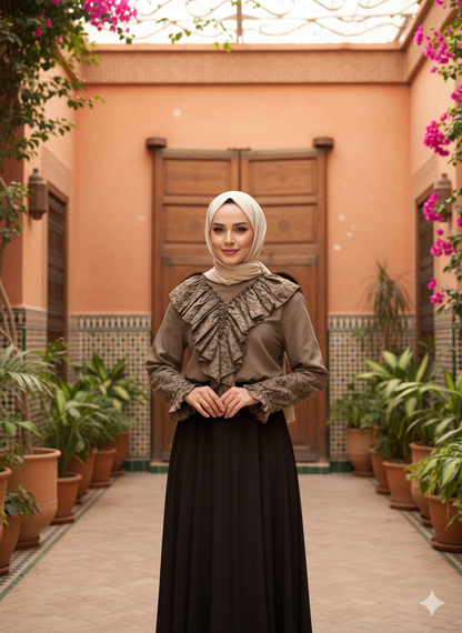 Vintage Inspired Frill-Front Tunic