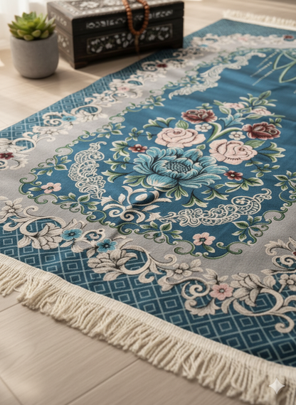 Soft Floral Arch Design Prayer Mat