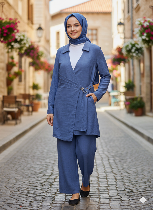 The Indigo Buckle Tunic Set