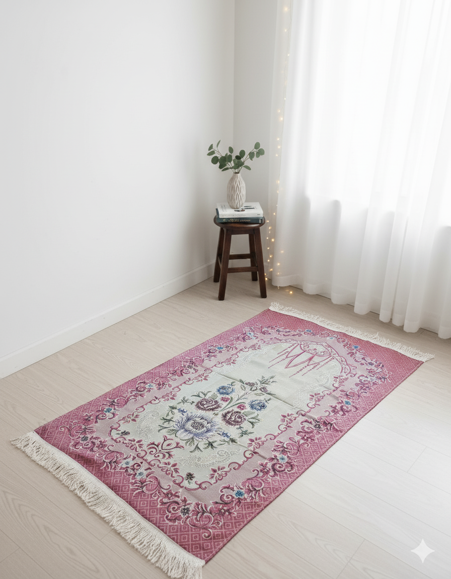 Soft Floral Arch Design Prayer Mat