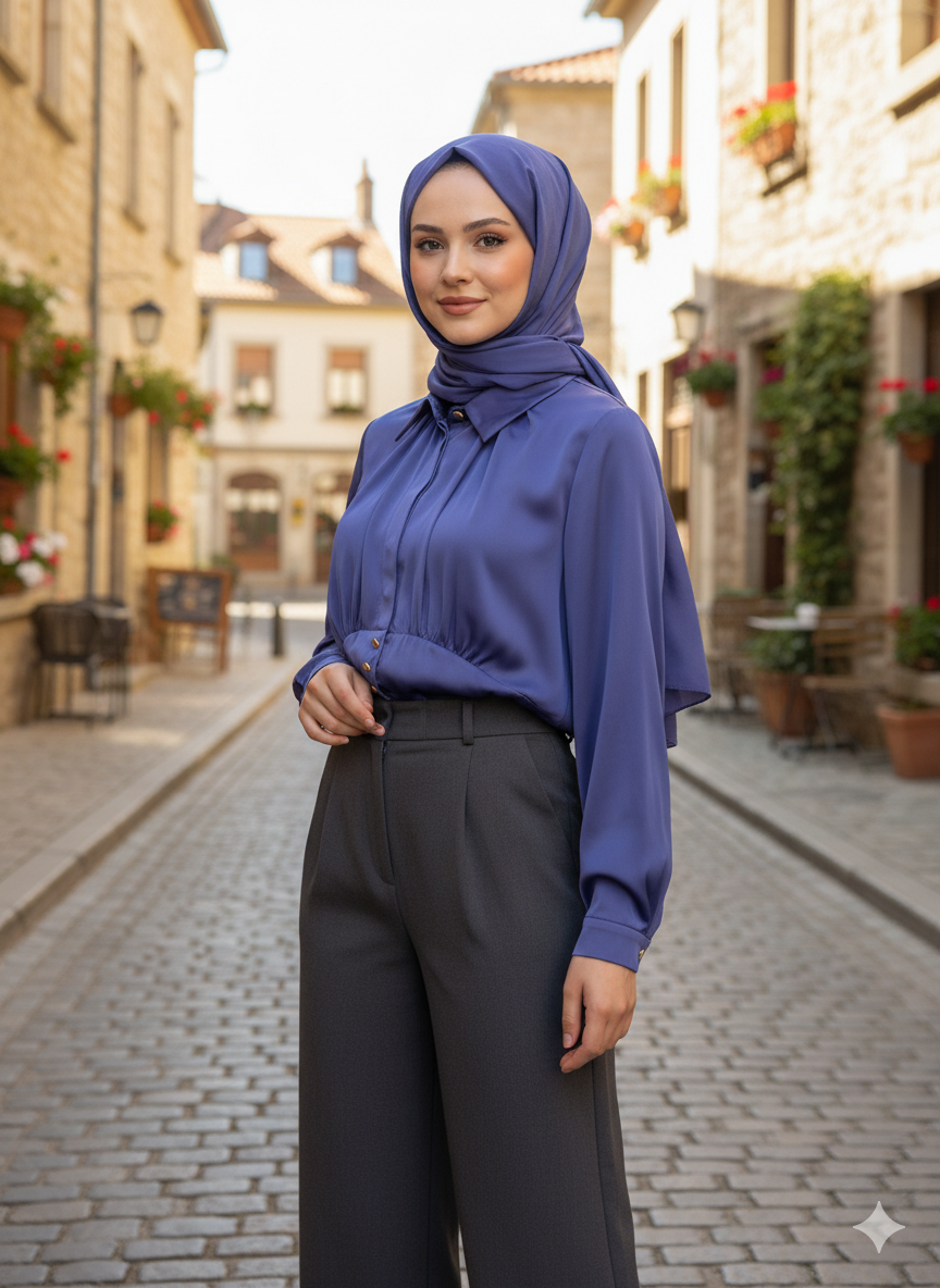 The Luxe Royal Blue Blouson Blouse