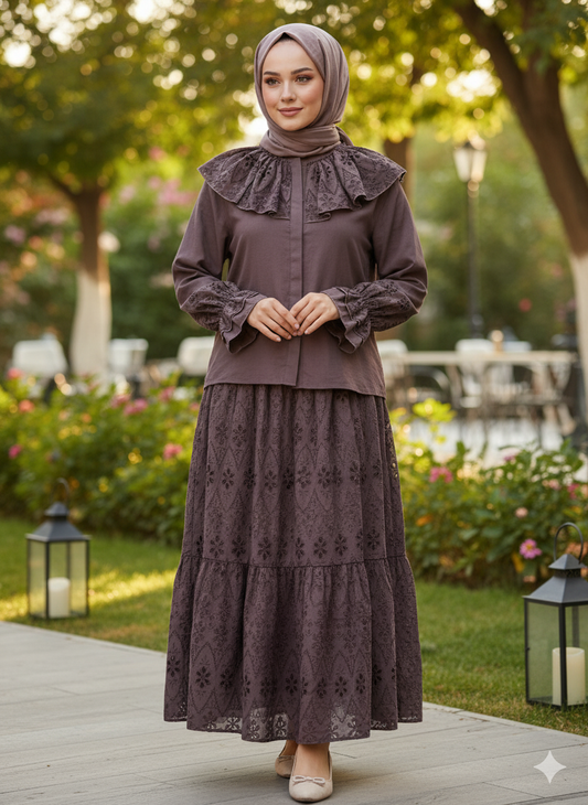 The Vintage Plum Eyelet Cotton Co-ord