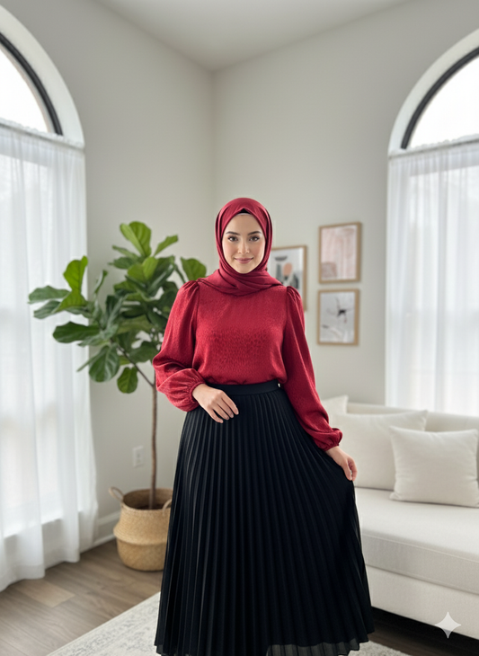 Puff-Sleeve Satin Top