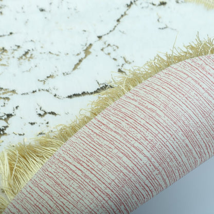 Luxury Marble Print 2-Piece Fringed Bath Rug Set