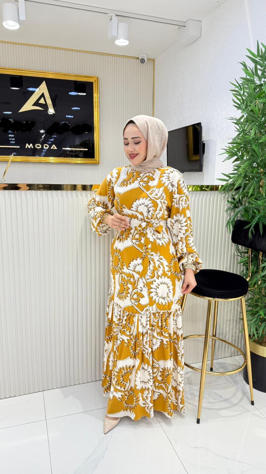 Floral Lantern Sleeve Tiered Maxi Dress