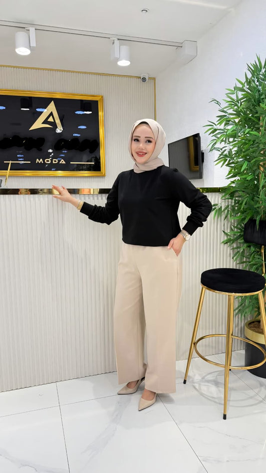 High-Waisted Wide-Leg Tailored Trousers