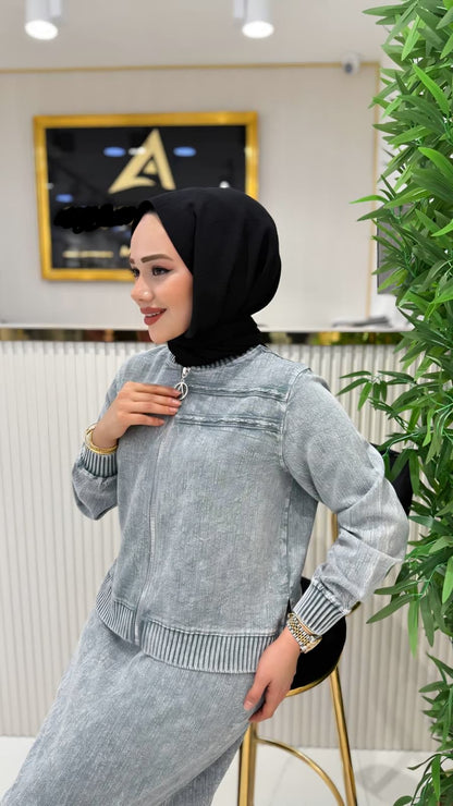 Modest Zip-Up Jacket & Skirt