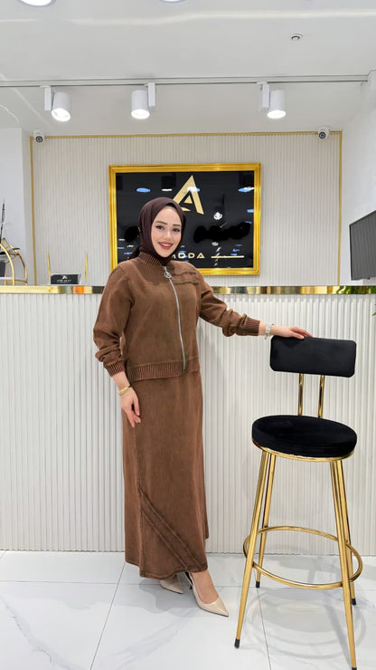 Modest Zip-Up Jacket & Skirt