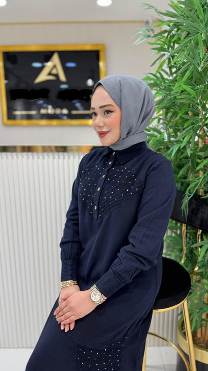Midnight Navy Studded Maxi Dress
