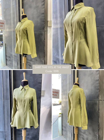 Sage Green Peplum Waist Blouse