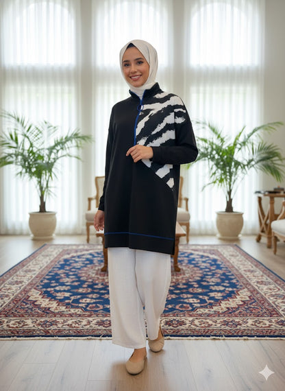 Emerald Abstract Zip Tunic