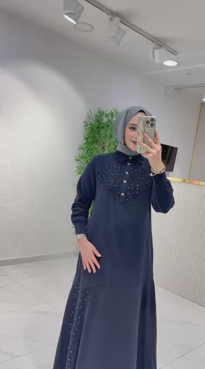 Midnight Navy Studded Maxi Dress