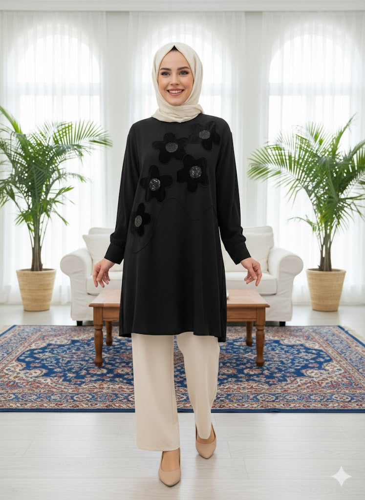 Floral Appliqué Tunic