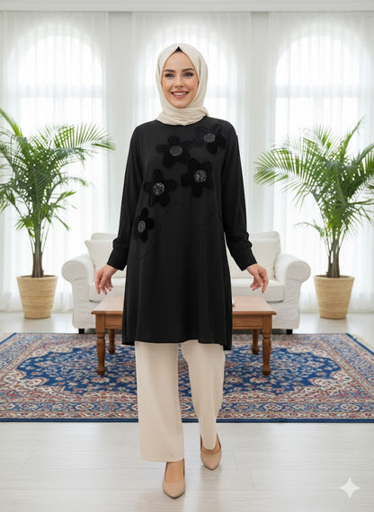 Floral Appliqué Tunic