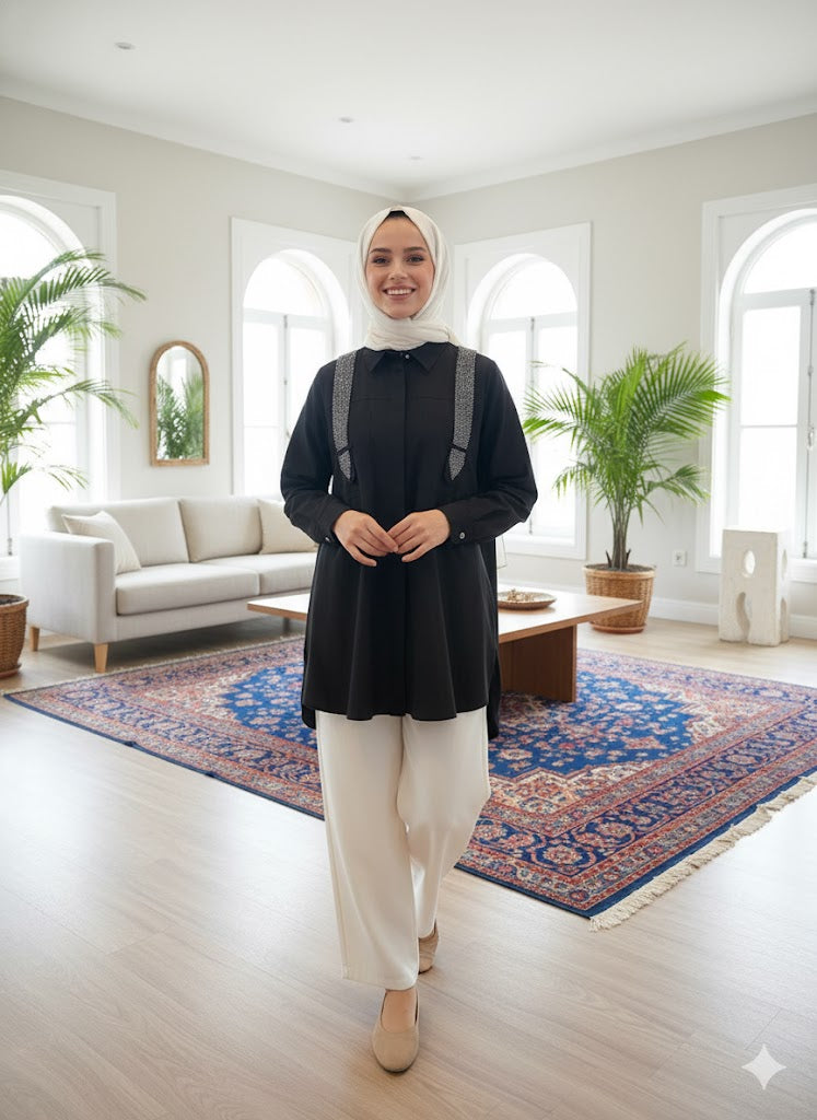 Crystal Detail Shirting Tunic