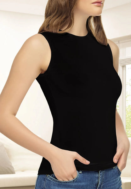 Sleeveless Crew Neck Basic Top